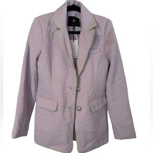 7 For All Mankind Lavender Tweed Lime Stitch Blazer New
